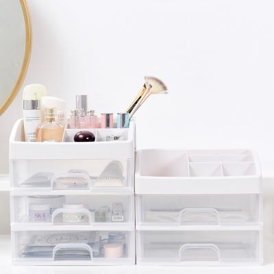 China Design Drawer Style Makeup Brush Lipstick Ornament Organizer Plastic Organizer Storage Dustproof Transparent Cosmetics Box for sale