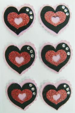 China 3D Dimensional Layered Fuzzy heart shaped Stickers Colored Non-toxic for sale