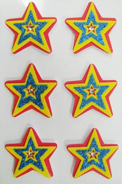 China Custom Cartoon decor star PET Fuzzy Stickers For Wall , 80mm x 120 mm for sale