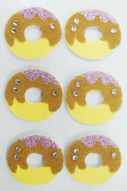 China Doughnut round Fuzzy Stickers Non Woven 3D Dimensiona Layered glitter for sale