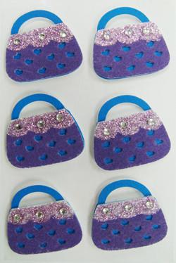 China Screen printed purple bag Fuzzy Stickers / decora Rhinestone Stickers Fancy for sale