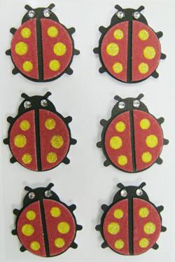 China home deco Removable ladybird animal Fuzzy Stickers 3D Layered For mirror for sale