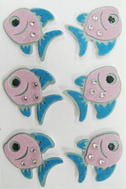 China Handmade Cute fish Fuzzy PET 3D Dimensional Stickers For Notebook OEM for sale