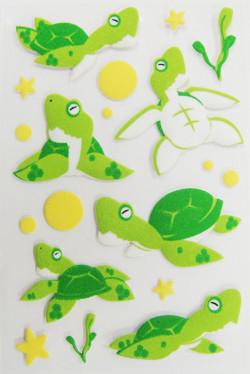 China green Cute PVC Fuzzy Puffy Animal Stickers For table 3D Dimensional for sale