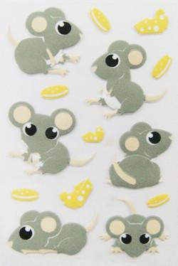 China colored fun 3d animal stickers For boys , Fancy cartoon mouse sticker grey for sale