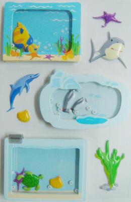 China window removable Shaker Sticker die cut Sea World Fishes designs for sale