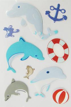 China printable fun Puffy stickers for kids / scrapbook children stickers 3D Dolphins for sale