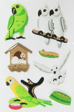 China Decorative birdie Puffy Stickers For Kids room decor DIY Eco OEM for sale