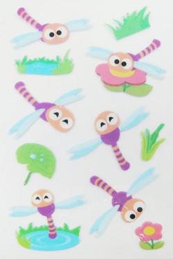 China 3D Lovely Animal Dragonfly Clear Puffy Stickers / Stickers For Book for sale