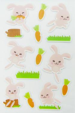 China Rabbit Custom Puffy Stickers For Kids With Rotary Printing for sale