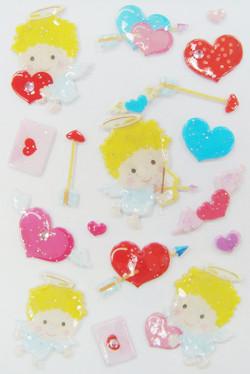 China Cute Valentine Japanese Clear Puffy Stickers , Love Heart Stickers 3D Dimensional for sale