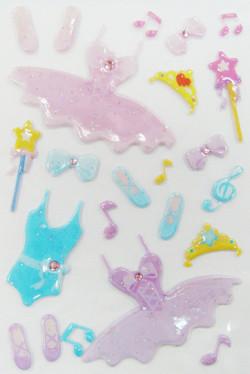 China Colorful Cartoon Ballet Japanese Clear Puffy Stickers for sale