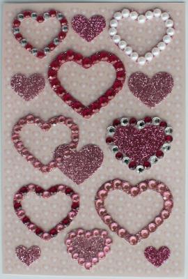 China Pearl Jewelry Rhinestone Stickers Heart Shape For Stationery for sale