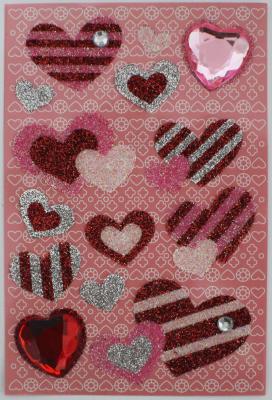 China Colorful Rhinestone Sticker Colorfult Hearts Jewelry Acrylic For Iphone Laptop for sale