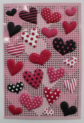 China 3D Heart Shaped Stickers PVC PET EVA Puffy Foam OEM for sale