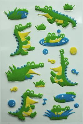 China Lovely Animal Style 3D Fuzzy PVC Dimensional Puffy Sticker with Glitter for sale