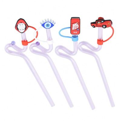 China Minimalist 8pcs Plastic Cartoon Bar Drinking Straws Party Gamepad Decoration Kids Creative PVC Straw Toppers for sale