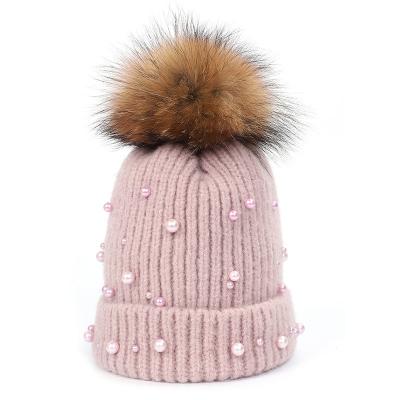 China COMMON fashionable high quality mink fur a variety of colors can be wholesale to knit hat with removable beads for sale