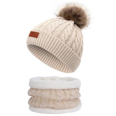 China Wholesale Custom Breathable Children's Knitted Faux Fur Ball Kids Knit Beanie Girl Winter Hats for sale