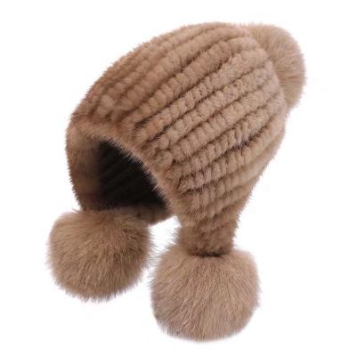 China JOINT wholesale quality knitted fur hats, girls waarm mink fur hats for sale