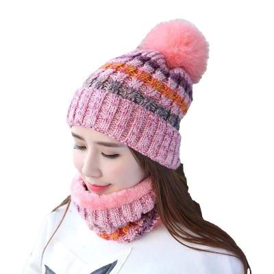 China 2020 COMMON Winter Hot Sale Women's Knitted Thermal Scarf Integrated Hat for sale