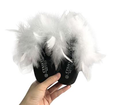 China Outdoor Products Cute Ostrich Skin Petal Feather Child Summer Slips Cheap Slippers Women Slipper 2020 for sale