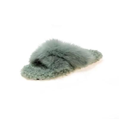 China Fashion Trend Lady Sandals Slippers Woman Shoes Flat Faux Fur Slippers for sale