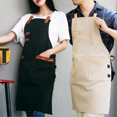 China Washable Canvas Water Washing Apron Coffee Straps Customized Logo Tool Working Aprons for sale