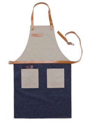 China Durable Professional Custom Canvas Apron Hanging Neck Work Cotton Cooking Kitchen Gardening Aprons for sale