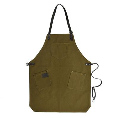 China Custom Printed Anti-fouling Apron Logo Cafe Restaurant Kitchen Canvas Work Apron for sale