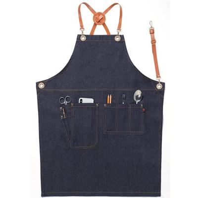 China Customized New Pattern Denim Apron Cleaning Front Sink Cooking Apron for sale