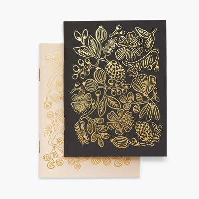 China Student Notebook Custom Metallic Gold Foil Saddle Binding Student Blank Paper Floral Printed Exercise Notebook Set Journal Notebook for sale