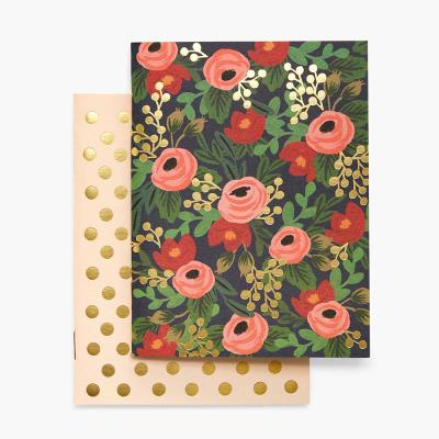 China Student Notebook Custom Gold Foil Stitch Notebook Floral Printed Blank Paper Exercise Book Set for sale