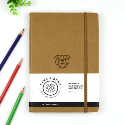 China Office& School Supplies Leather Notebook PU Leather Custom Elastic Belt Lined Notebook Brown for sale