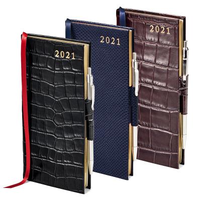 China Simple Style Customized Logo Croc 2021 Luxury PU Leather Mini Pocket Weekly Diary Planner Personalized Notebook for sale