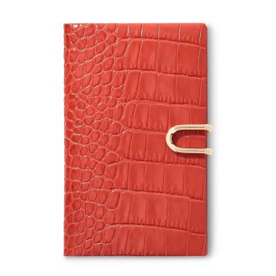 China 2022 Custom Vegan Leather Red Pocket PU Croc Planner Logo Agenda Weekly Monthly Diary Planner Notebook for sale