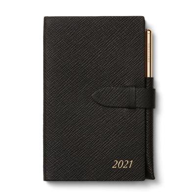 China Custom Black Leather Weekly Pocket Croc Saffiano Planner Logo 2021 Agenda Diary Monthly Notebook Notebook for sale