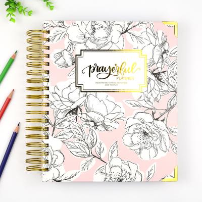 China Custom Hardcover Daily Planner Spiral Weekly Monthly Women Daily Planner Prayer Inspiration Agenda Planner Notebook for sale