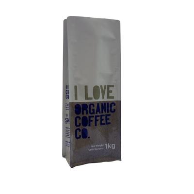 China Safety Custom Printed Flat Bottom Aluminum Foil Coffee Pouch Coffee Bean Bag With Valve for sale