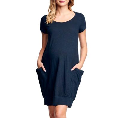 China Radiation Protection Cotton Dress Style Women Black Side Pocket Summer Maternity Dress for sale