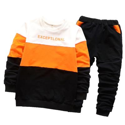 China Autumn New Letter Color Blocking Casual Children's Boy's Two-Piece Set Clothing Set for sale