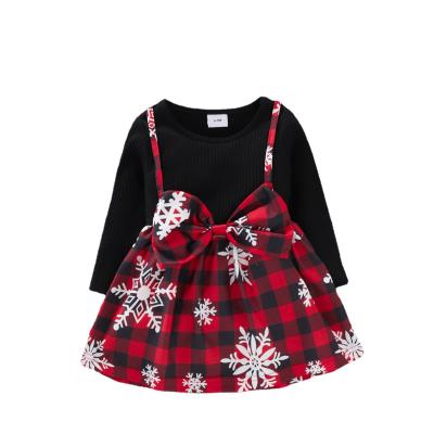 China Girls' Dress Autumn Red Black Plaid Christmas New Popular Children's Dress Washable for sale