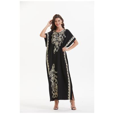 China New Anti-Static Long Robe Black Muslim Casual Dress Embroidered Fashion Ladies Dress for sale