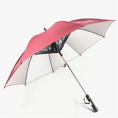 China Creative Straight Rod Umbrella Umbrella Custom Logo Long Handle Umbrella With Electric Fan Summer Cooling Umbrella Protection UV Sunscreen for sale