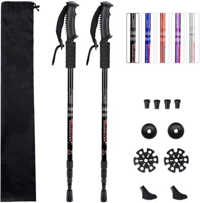 China Durable Outdoor Alpenstock Carbon Fiber Walking Sticks Telescoping Foldable Self Defense Hiking Trekking Poles Sticks for sale