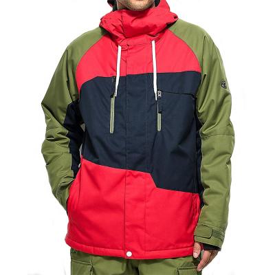 China Qingzhihuo Winter New Design Snowboard Windproof Outdoor Jacket Waterproof Red Color Block Jacket For Men for sale