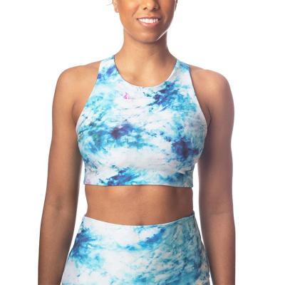 China Qingzhihuo Gym Fitness Antibacterial High Elastic Sportswear Running Tie Active Dye Custom Ladies Sports Yoga Bra For Women for sale