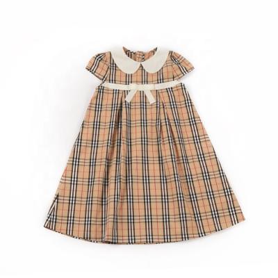 China 100% Washable Cotton Kids Clothes Summer Plaid Babies Casual Dresses for sale