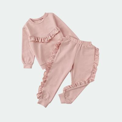 China Girls Match Clothing Sets Casual Long Ruffle Top Pants Girls Wholesale Casual Clothing Sleeve for sale