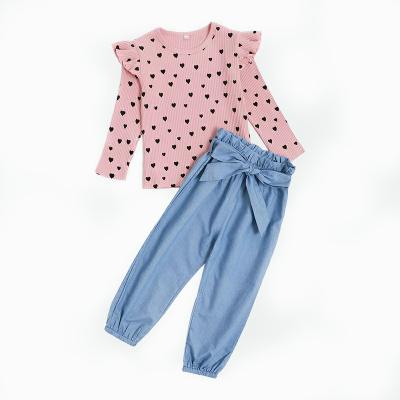 China 2021 Children Clothing Autumn Spring Cotton Long Sleeve Tops And Pants Casual Girls' Clothing Sets for sale